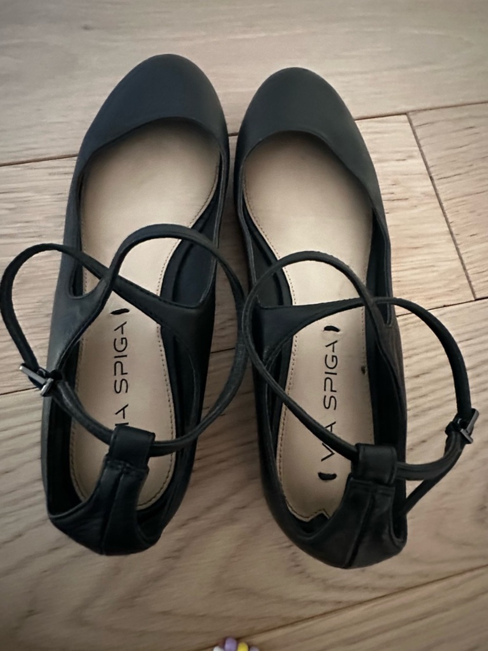 Vintage Via Spiga butter soft black leather ballet flats ankle strap size 6 - Picture 2 of 16